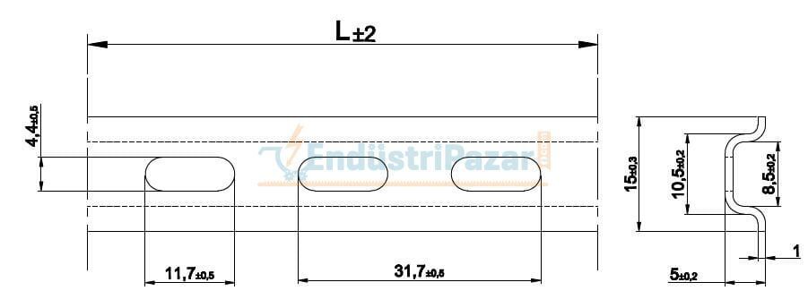 15*5,5 Delikli CR+3 Kaplamalı Montaj Rayı 1mt 1100060 ONKA-4112 ONKA