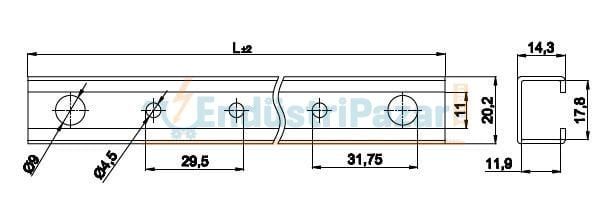 U Profil Destek Rayı CR+3 1mt 1100120 ONKA-4191 ONKA