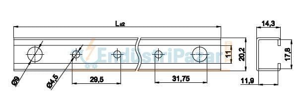 U Profil Destek Rayı CR+3 3mt 1100122 ONKA-4193 ONKA