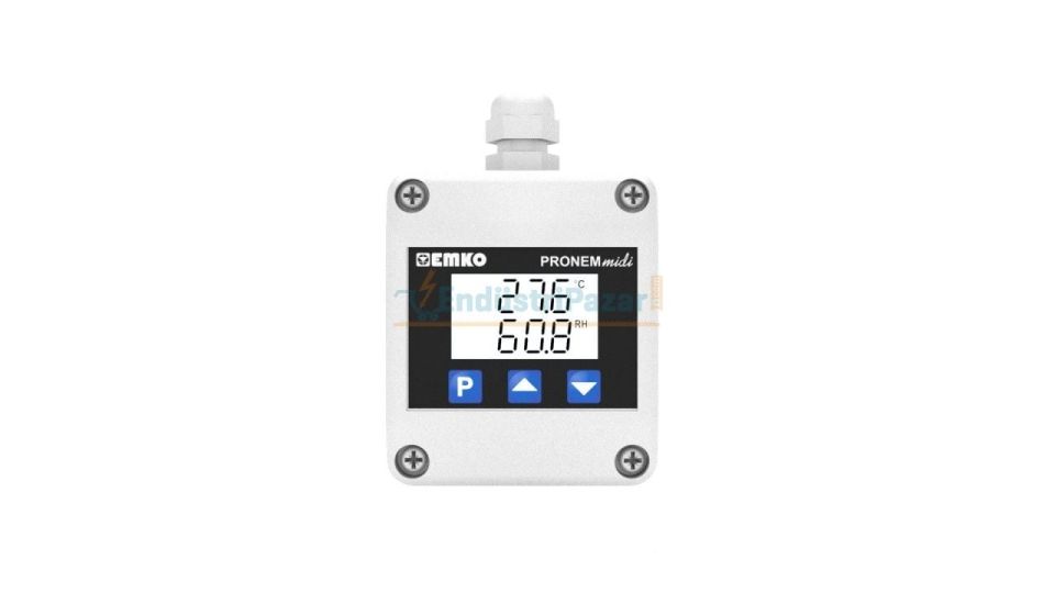 PMDL-D-H1/T1.1.0.1 Kanal Tipi Analog 0-10Vdc 59mm Dalma Boyu Nem + Sıcaklık Sensörü PRONEM MİDİ LCD EMKO