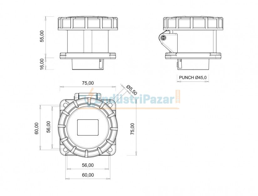 4*16A 380V Makine Priz IP67 BC1-1504-7413 BEMİS