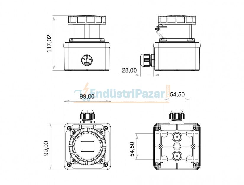 4*16A 380V Duvar Priz IP67 BC1-1504-7510 BEMİS