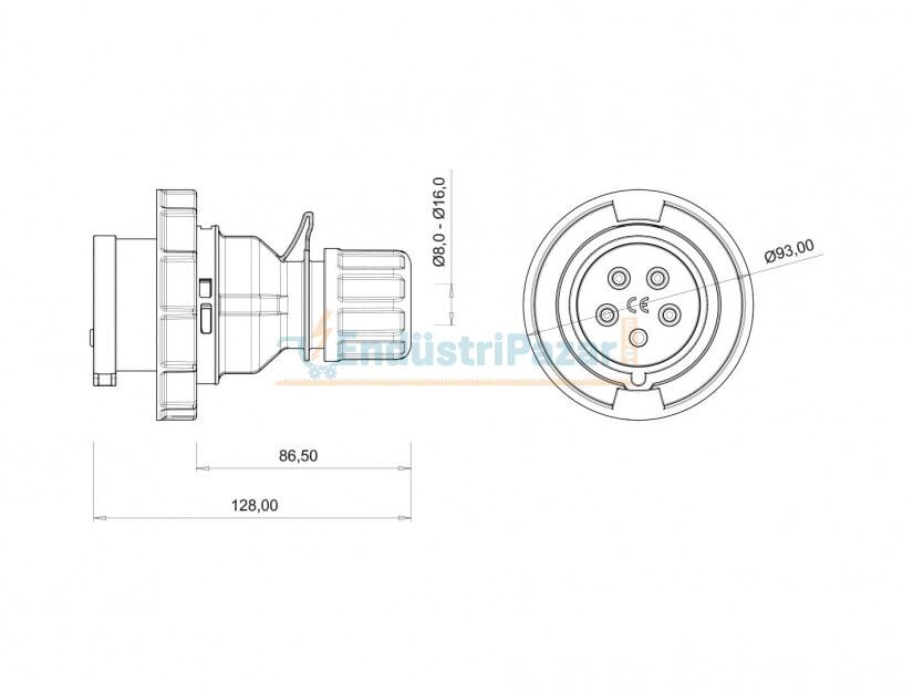 5*16A 380V Düz Fiş IP67 BC1-1505-7011 BEMİS
