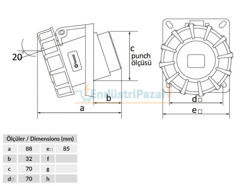 5*16A 45° Eğik Makine Priz IP67 BC1-1505-7420 BEMİS