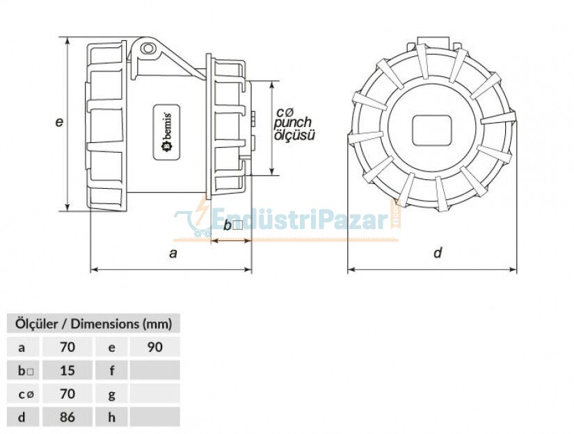 5*16A Somunlu Priz IP67 BC1-1505-7440 BEMİS