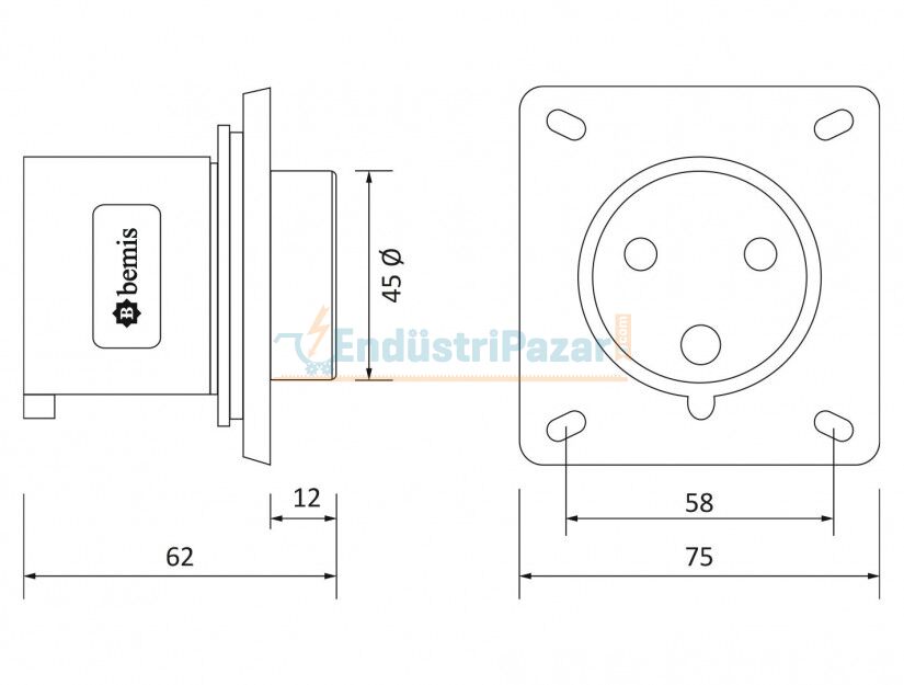 3*32A 110V Makine Fişi IP44 BC1-3303-2114 BEMİS