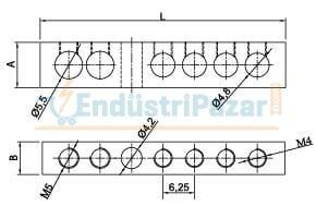 2/10 12 DELİKLİ PANO TOPRAKLAMA KLEMENSİ (6,5*9mm Kesit) 80 AMPER 1080104 ONKA-2004