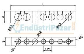 2/5 7 DELİKLİ PANO TOPRAKLAMA KLEMENSİ (6,5*9mm Kesit) 80 AMPER 1080102 ONKA-2002