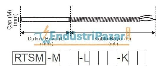 RTSM-M06-L100-K03 BAYONET SONDA TİP ÇELİK ÖRGÜ 3MT KABLOLU PT-100 EMKO
