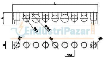 2/10 12 DELİKLİ PANO TOPRAKLAMA KLEMENSİ (10*15mm Kesit) 160 AMPER 1080125 ONKA-2043