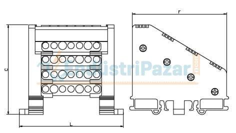 2/8 10 Delikli 80A 4 Kutup Dağıtıcı Ünite (Kapaklı Sistem) Yüksek Model 1080047 ONKA-2102