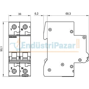 6kA 1 Kutup + Nört Kesmeli C 10A Otomat 5SL6510-7 SİEMENS