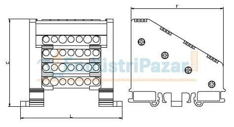 2/8 10 Delikli 160A 4 Kutup Dağıtıcı Ünite (Kapaklı Sistem) Yüksek Model 1080052 ONKA-2112