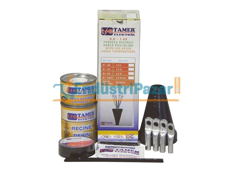 2*1,5 - 2*4 KABLO KESİTLİ BAKIR İLETKENLER İÇİN PABUÇLU REÇİNELİ KABLO BAŞLIĞI 0,6-1kV B1 215 - B1 204 TAMER
