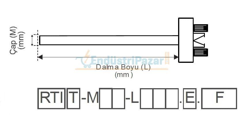 RTI-M06-L200.1 DALMA BOYU 200MM TÜP ÇAPI 6MM İNSETLİ TİP PT-100 AISI304 EMKO
