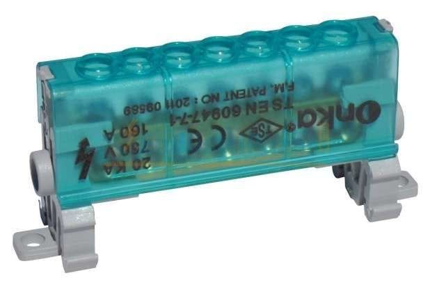 2/20 22 DELİKLİ 1 KUTUPLU DAĞITICI ÜNİTE (7*12mm Kesit) 160 AMPER KAPAKLI SİSTEM 1080025 ONKA-2075