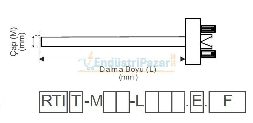 RTIT-M06-L250.1 DALMA BOYU 250MM TÜP ÇAPI 6MM TRANSMİTTERLİ İNSERTLİ TİP PT-100 AISI304 EMKO