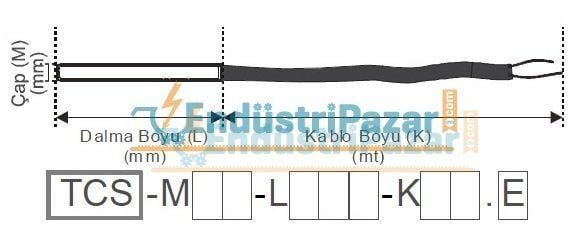 TCS-M06-L100-K02.K 100MM TÜP BOYU ÇAP 6MM 2 METRE SİLİKON KABLOLU STANDART BAYONET SONDA K TİPİ TERMOKUPL EMKO
