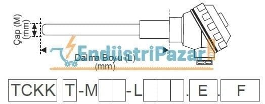TCKK-M15-L300.1.K DALMA BOYU 300MM TÜP ÇAPI 15MM KLEMENS TERMİNALLİ SERAMİK KORUYUCU KILIFLI `K` TİPİ TERMOKUPL KER610 EMKO