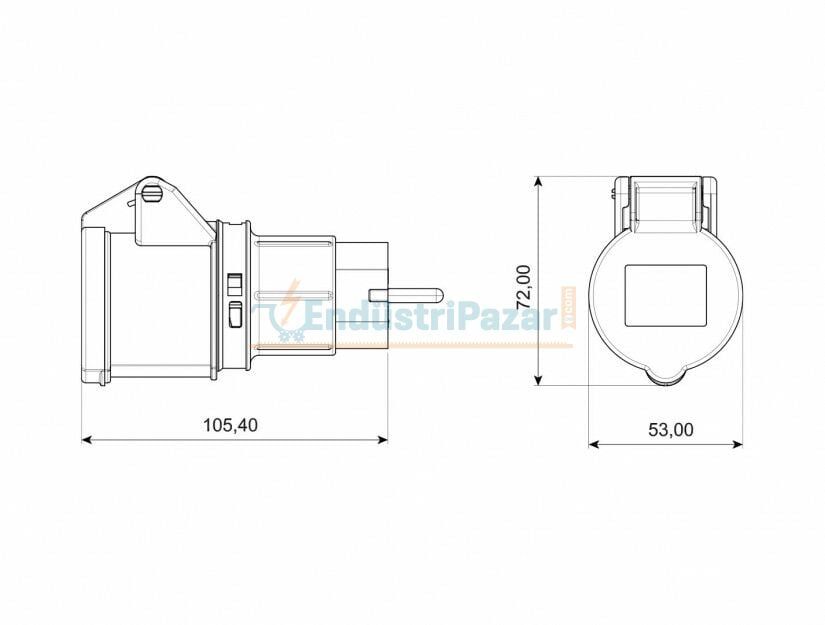 1*16A Fiş - 3*16A Adaptör Priz (Polyamid 6) Karavan Tipi BKT-0106-2000 BEMİS