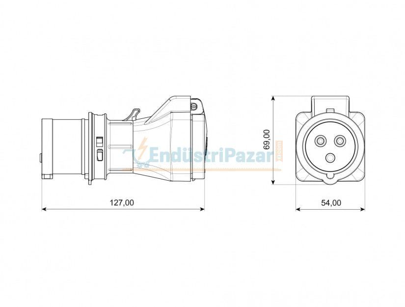 3*16A Fiş - 1*16A Adaptör Priz (Polyamid 6) Karavan Tipi BKT-0502-2000 BEMİS