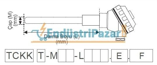 TCKKT-M15-L500.1.K DALMA BOYU 500MM TÜP ÇAPI 15MM KAFA İÇİ TRANSMİTTERLİ SERAMİK KORUYUCU KILIFLI `K` TİPİ TERMOKUPL KER610 EMKO