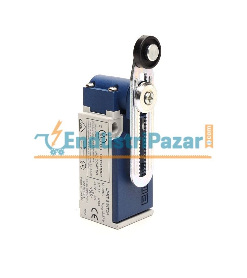 L51K13MEP122 AÇISAL HAREKETLİ 18 MM PLASTİK MAKARALI AYARLI DÖNER KOL SINIR ŞALTERİ EMAS