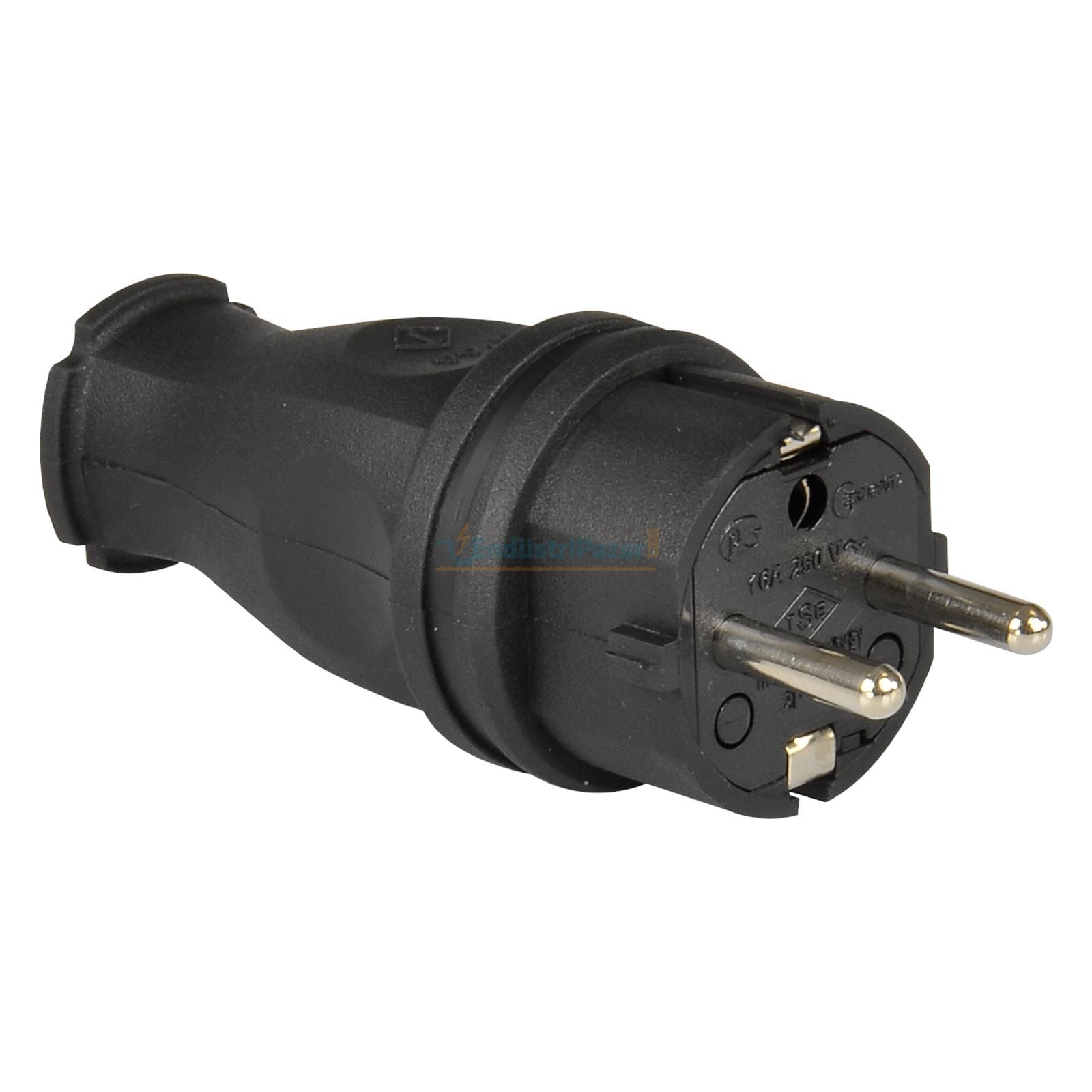 1*16A Kauçuk Düz Fiş Siyah UPS 3101-303-0300 TP