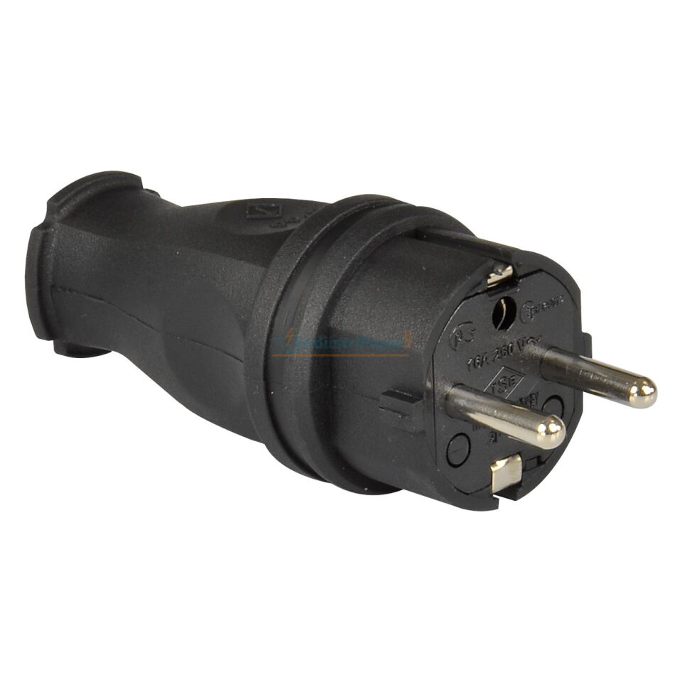 1*16A Kauçuk Düz Fiş Siyah UPS 3101-303-0300 TP