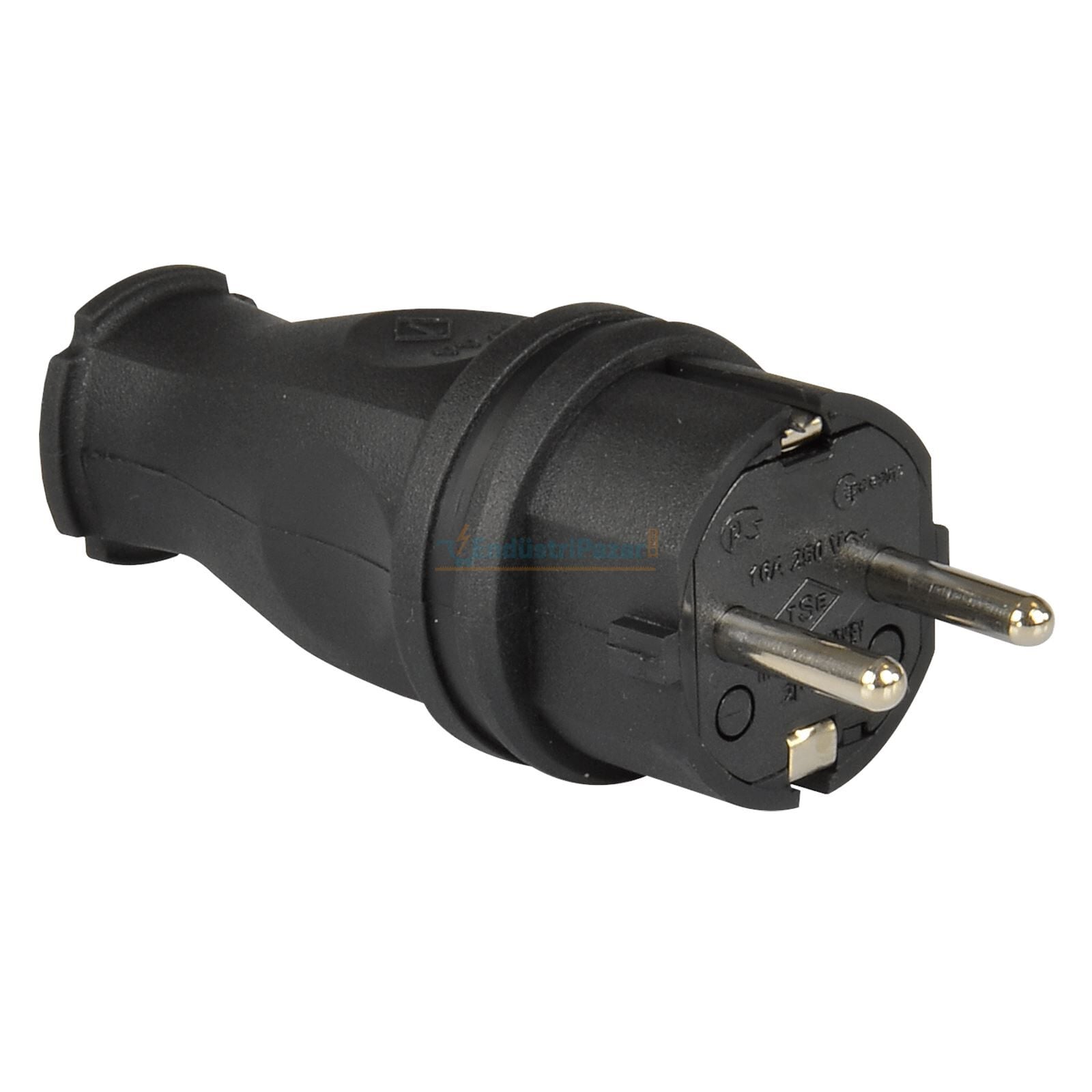 1*16A Kauçuk Düz Fiş Siyah 3101-301-0300 TP