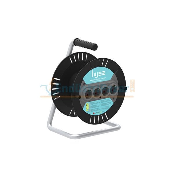 50 Metre Kapasiteli PLastik Kablo Makarası 4 Prizli IP20 BY15-100 BYES