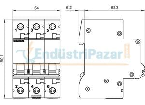 6kA 3 Kutup C 25A Otomatik Sigorta 5SL6325-7YA SİEMENS