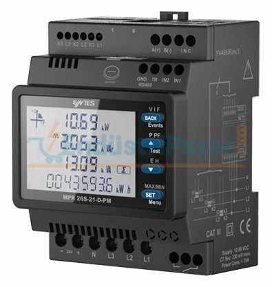 MPR-26S-21 Ekranlı DIN Ray Tipi Şebeke Analizörü M3582 ENTES