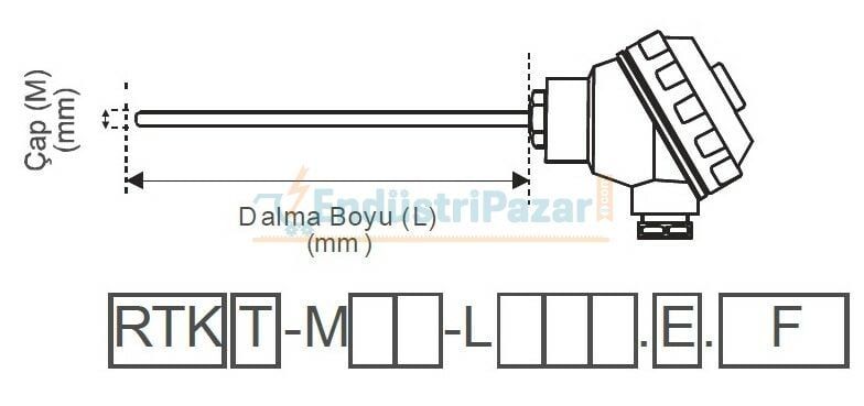 RTK-M08-L150.1 DALMA BOYU 150MM ÇAP 8MM KAFALI TİP PT-100 AISI304 EMKO