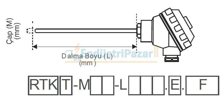 RTKT-M06-L050.1 DALMA BOYU 50MM ÇAP 6MM KAFALI TİP PT-100 TRANSMİTTERLİ AISI304 EMKO