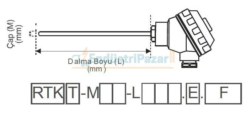 RTKT-M06-L500.1 DALMA BOYU 500MM ÇAP 6MM KAFALI TİP PT-100 TRANSMİTTERLİ AISI304 EMKO