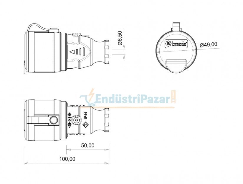 1*16A Uzatma Priz Fransız Tipi IP44 BK1-1402-2361 BEMİS