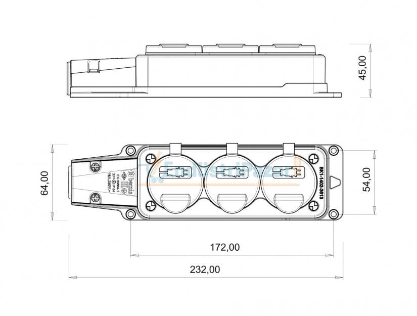 1*16A Üçlü Grup Priz Fransız Tipi IP54 BK1-1402-3623 BEMİS