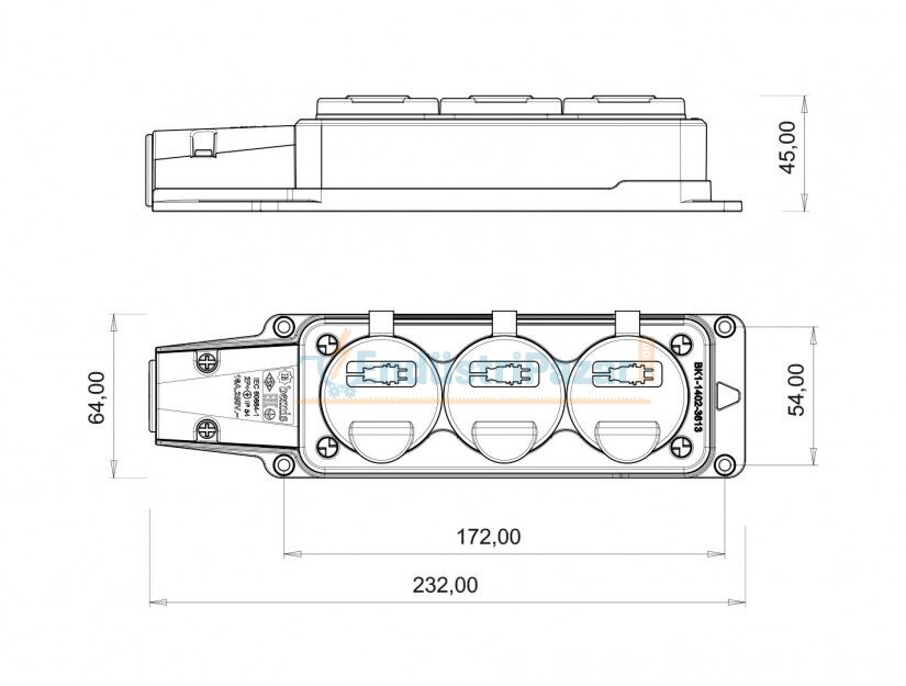 1*16A Üçlü Grup Priz Fransız Tipi IP54 BK1-1402-3623 BEMİS