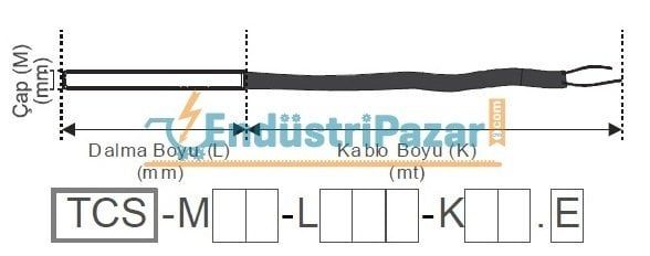 TCS-M06-L100-K03.J 100MM TÜP BOYU ÇAP 6MM 3 METRE SİLİKON KABLOLU STANDART BAYONET SONDA J TİPİ TERMOKUPL EMKO
