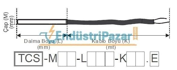 TCS-M06-L100-K04.J 100MM TÜP BOYU ÇAP 6MM 4 METRE SİLİKON KABLOLU STANDART BAYONET SONDA J TİPİ TERMOKUPL EMKO