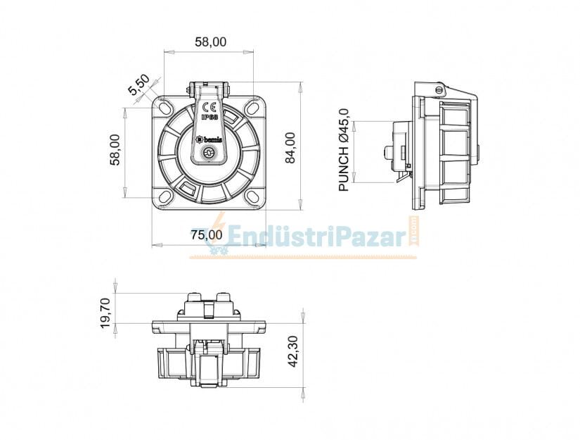 1*16A Hızlı Bağlantılı Makine Priz BS1-1402-7416 IP68 BEMİS