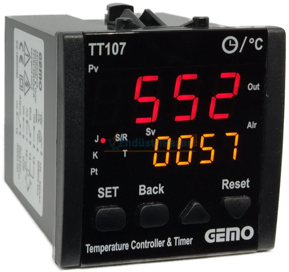 TT107A-24V-R Dahili Zaman Röleli ''Auto-tune PID'' Sıcaklık Kontrol Cihazı GEMO