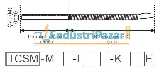 TCSM-M06-L050-K05.J 50MM TÜP BOYU ÇAP 6MM 5 METRE ÇELİK ÖRGÜ KABLOLU STANDART BAYONET SONDA J TİPİ TERMOKUPL AISI304 EMKO