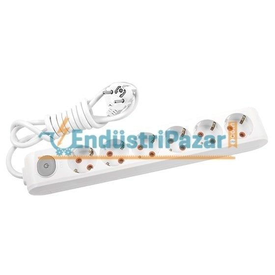 ALTILI GRUP PRİZ ANAHTARLI TOPRAKLI KLEMENSLİ ÇOCUK KORUMALI 2 METRE KABLOLU (MULTİ-LET SERİSİ-BEYAZ) 90 11 76 02 VİKO
