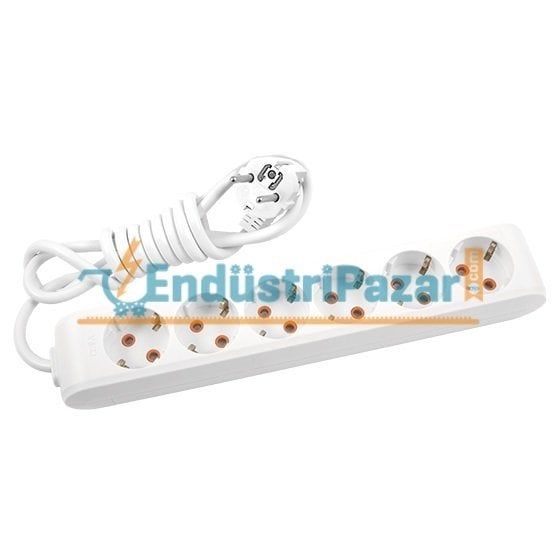 ALTILI GRUP PRİZ TOPRAKLI KLEMENSLİ ÇOCUK KORUMALI 1 METRE KABLOLU (MULTİ-LET SERİSİ-BEYAZ) 90 11 36 01 VİKO