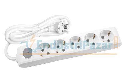 Beşli Priz Anahtarlı Topraklı Çocuk Korumalı 3 Metre Kablolu Multi-Let 90117503 VİKO