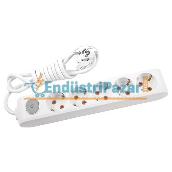 BEŞLİ ANAHTARLI GRUP PRİZ TOPRAKLI KLEMENSLİ ÇOCUK KORUMALI 3 METRE KABLOLU (MULTİ-LET SERİSİ-BEYAZ) 90 11 75 03 VİKO