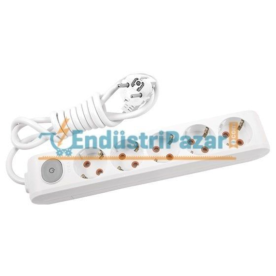 BEŞLİ ANAHTARLI GRUP PRİZ TOPRAKLI KLEMENSLİ ÇOCUK KORUMALI 1 METRE KABLOLU (MULTİ-LET SERİSİ-BEYAZ) 90 11 75 01 VİKO